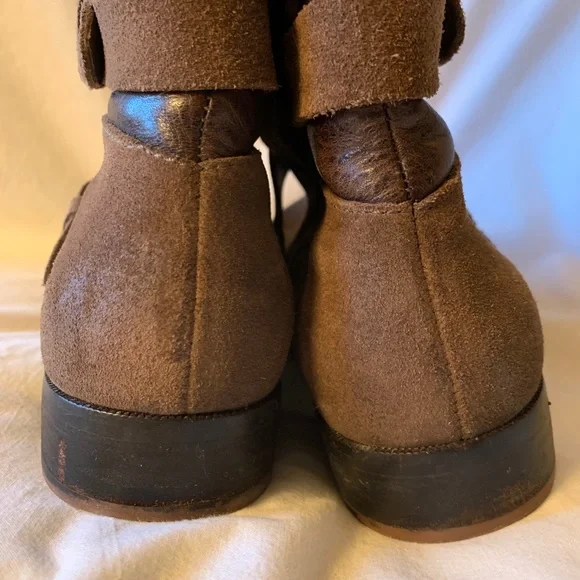 UGG brown suede and pebbled genuine leather riding boots - Picture 5 of 12